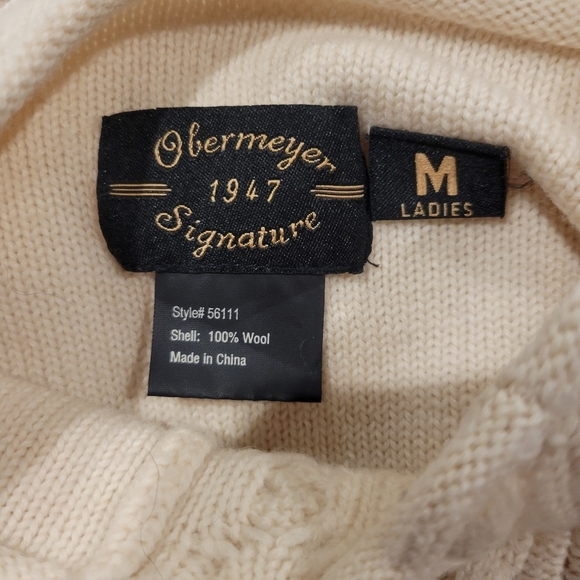 Obermeyer Womens Size M Cream Mix Knit Boho Sweater Top Wool - Picture 5 of 6
